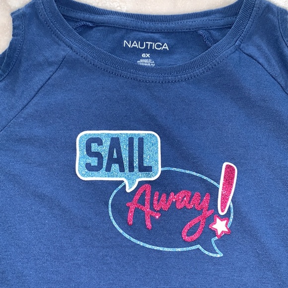 Nautica Cold-Shoulder SAIL Blue Top 6X long sleeve - Picture 3 of 10